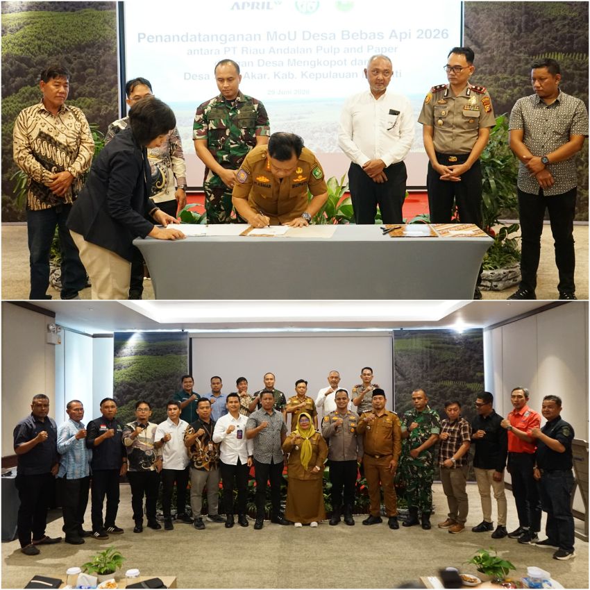 Bupati Asmar dan PT RAPP Teken Kerjasama Program Desa Bebas Api