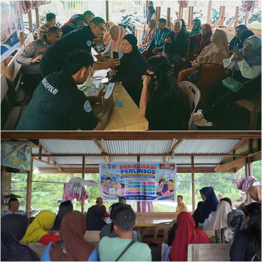 Puluhan Warga Jalan Ibrahim Selatpanjang Antusias Ikut Sosialisasi Perlinsos Polres Kepulauan Meranti